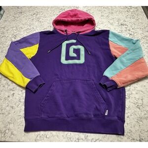 Karl Jacobs Colorblock Hoodie Purple Pink Multicolor Pullover Sweatshirt Size L